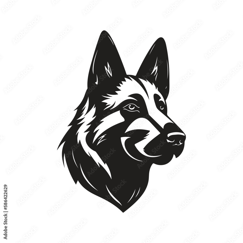 german shepherd dog, vector concept digital art, hand drawn illustration