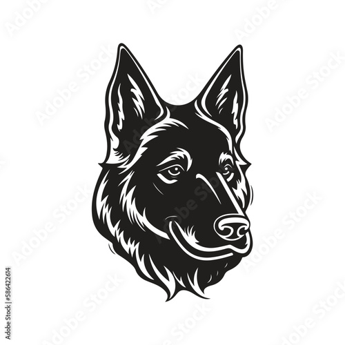 german shepherd dog, vector concept digital art, hand drawn illustration