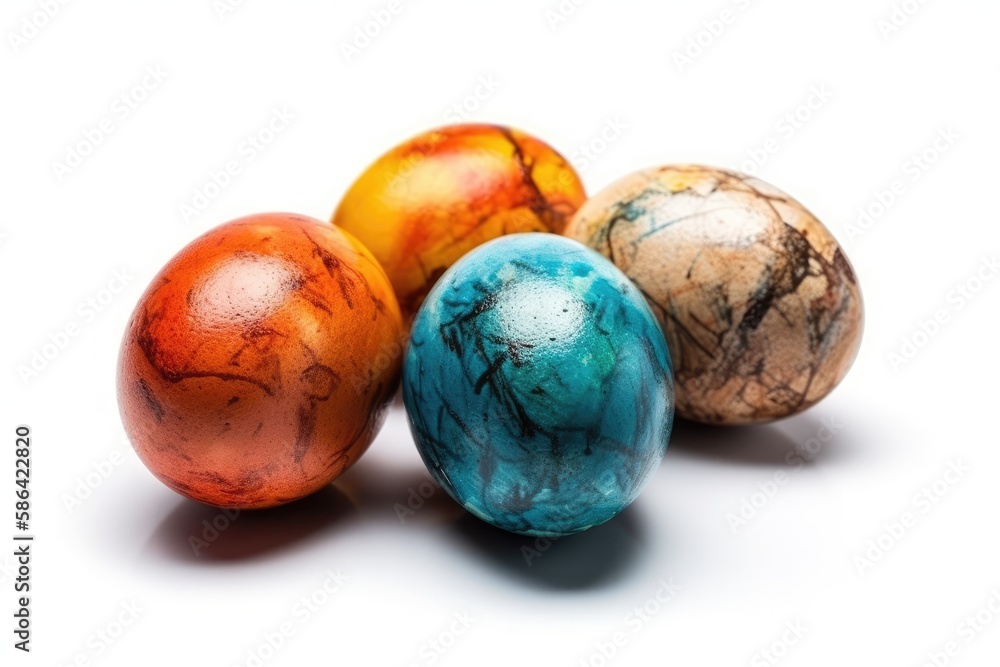 four marble eggs stacked on top of each other. Generative AI four marble eggs stacked on top of each other. Generative AI