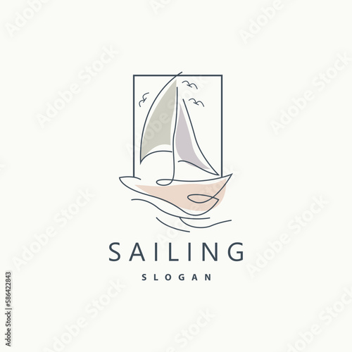 Sailboat Logo Design, Fishing Boat Illustration, Fishing Boat Company Brand Vector Icon, Boat Shop Design, Fish Shop, Transportation