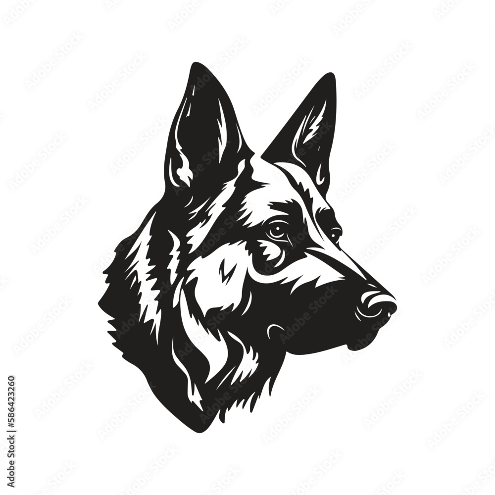 Naklejka premium german shepherd dog, vector concept digital art, hand drawn illustration