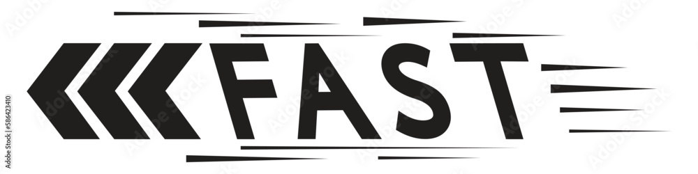 Fototapeta premium Fast icon Black text on a white background, vector illustration, speed symbol logo template.