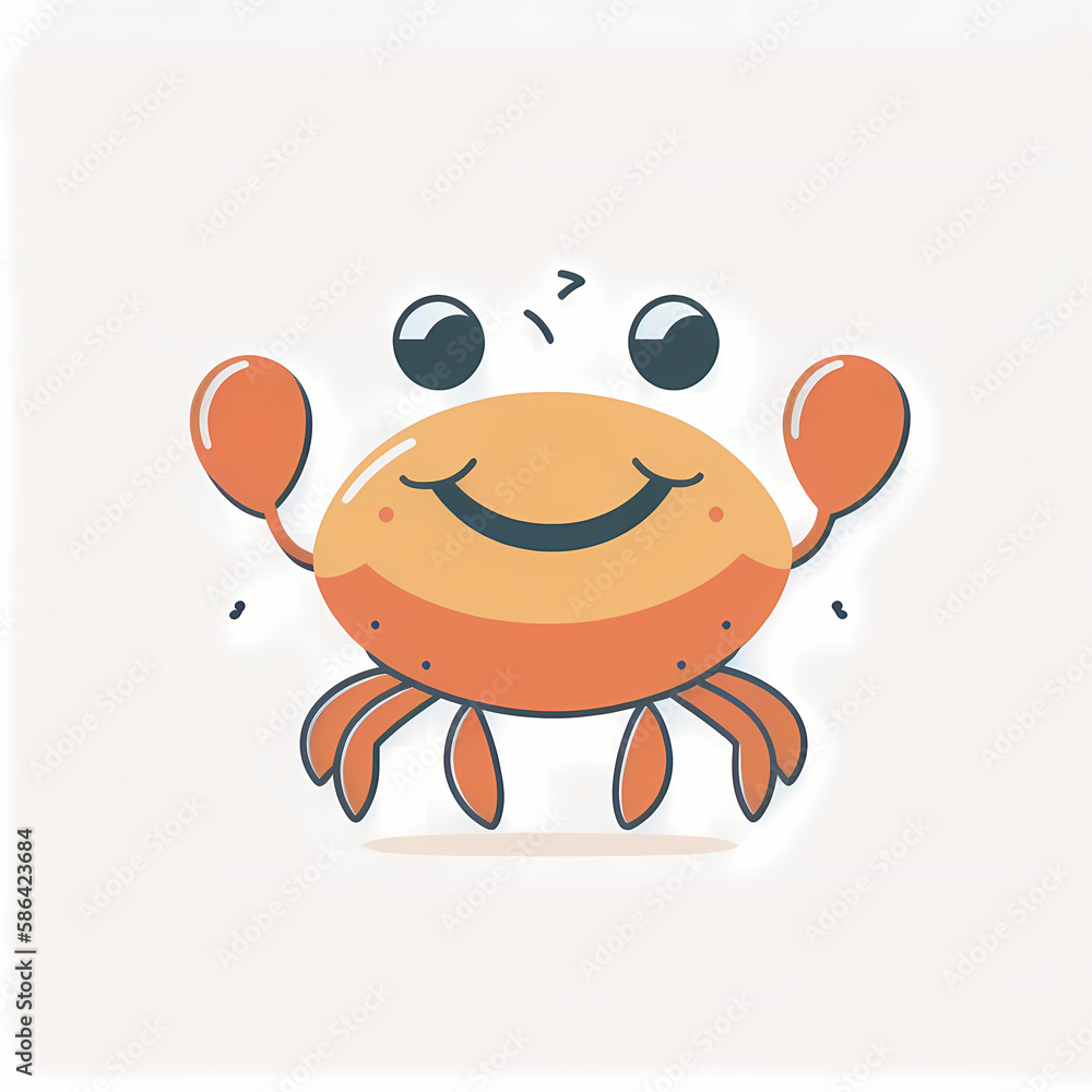 Fototapeta premium Cute Crab Logo. Generative AI