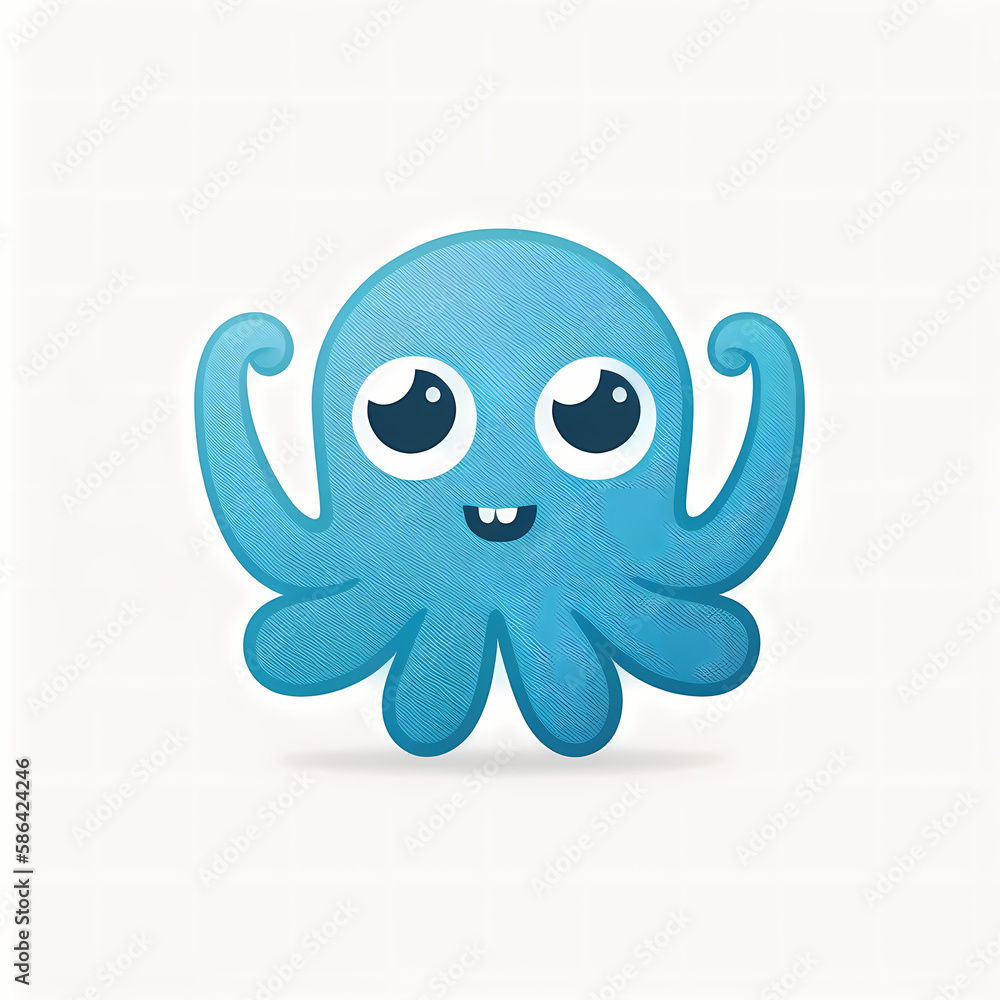 Cute Octopus Logo. Generative AI Cute Octopus Logo. Generative AI