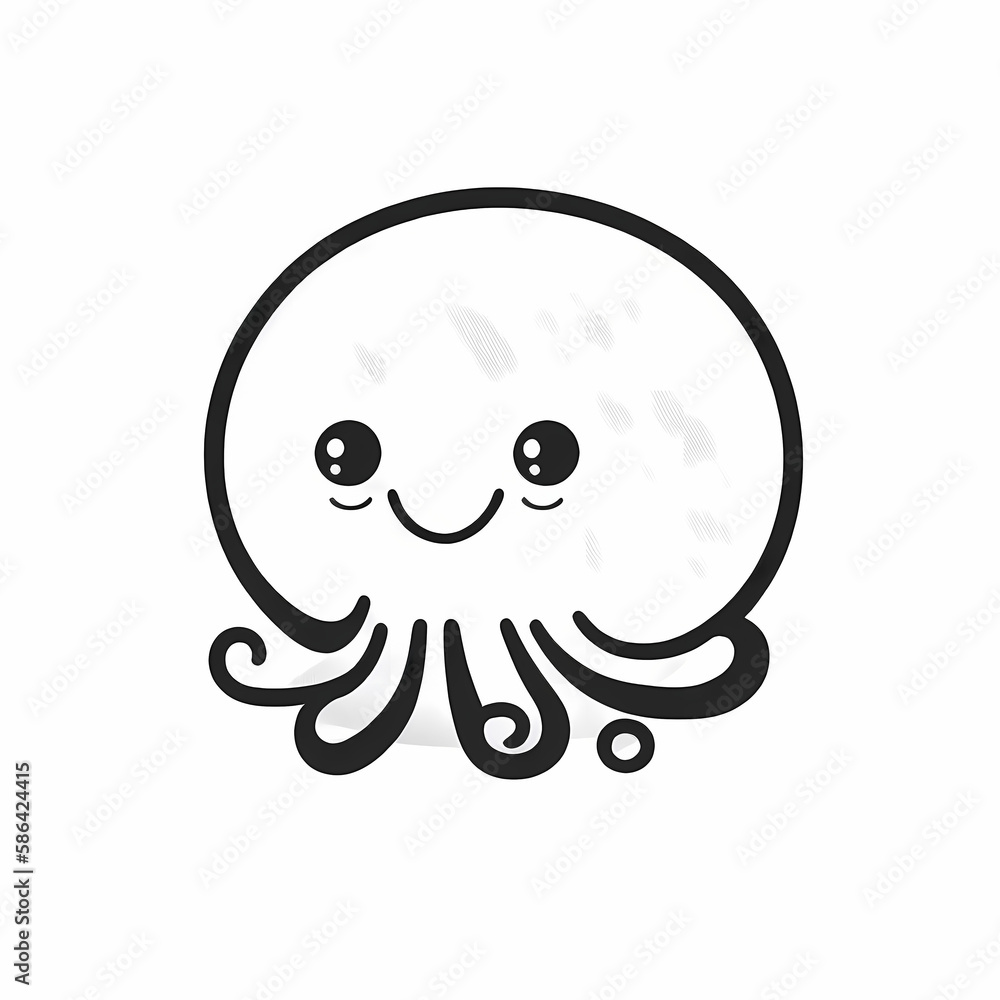 Naklejka premium Cute Octopus Logo. Generative AI