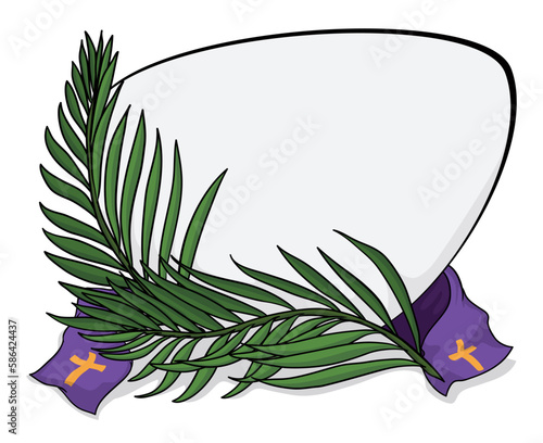 palm branch with purple flags and cross clip art preview
