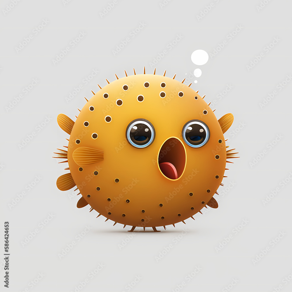 Fototapeta premium cute puffer fish logo. Generative AI