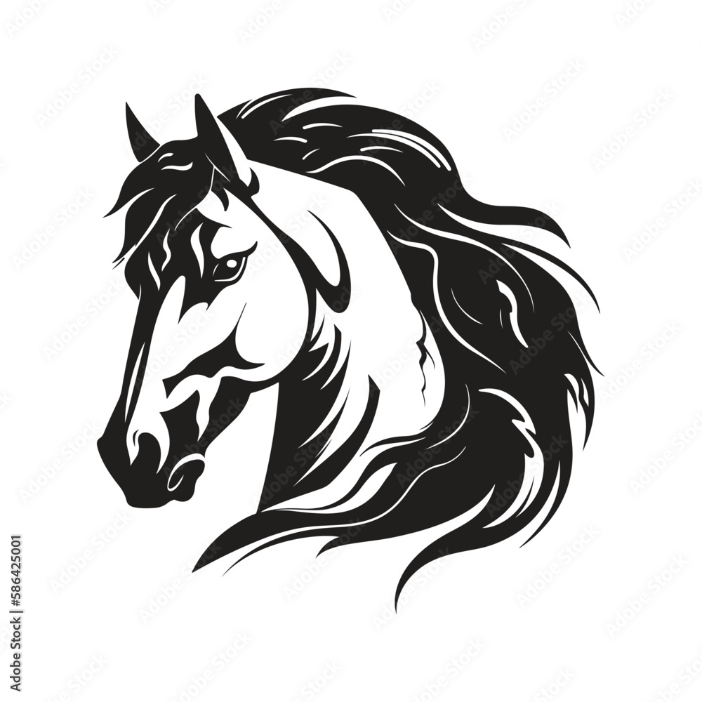 Obraz premium horse, vector concept digital art, hand drawn illustration