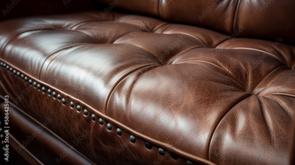 home interior design element close up detail of button leather sofa texture, image ai generate