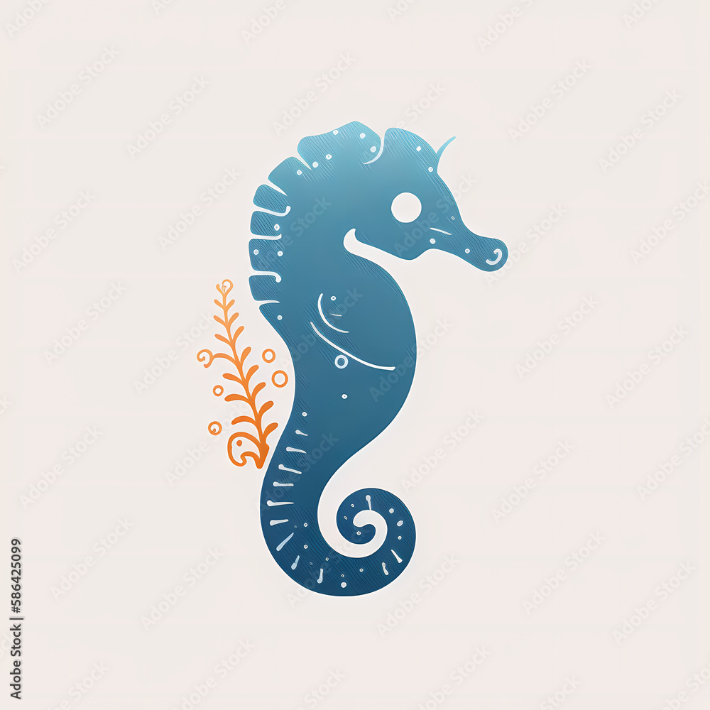 Cute Seahorse logo. Generative AI Cute Seahorse logo. Generative AI