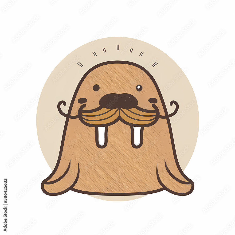 Obraz premium Cute Walrus logo. Generative AI