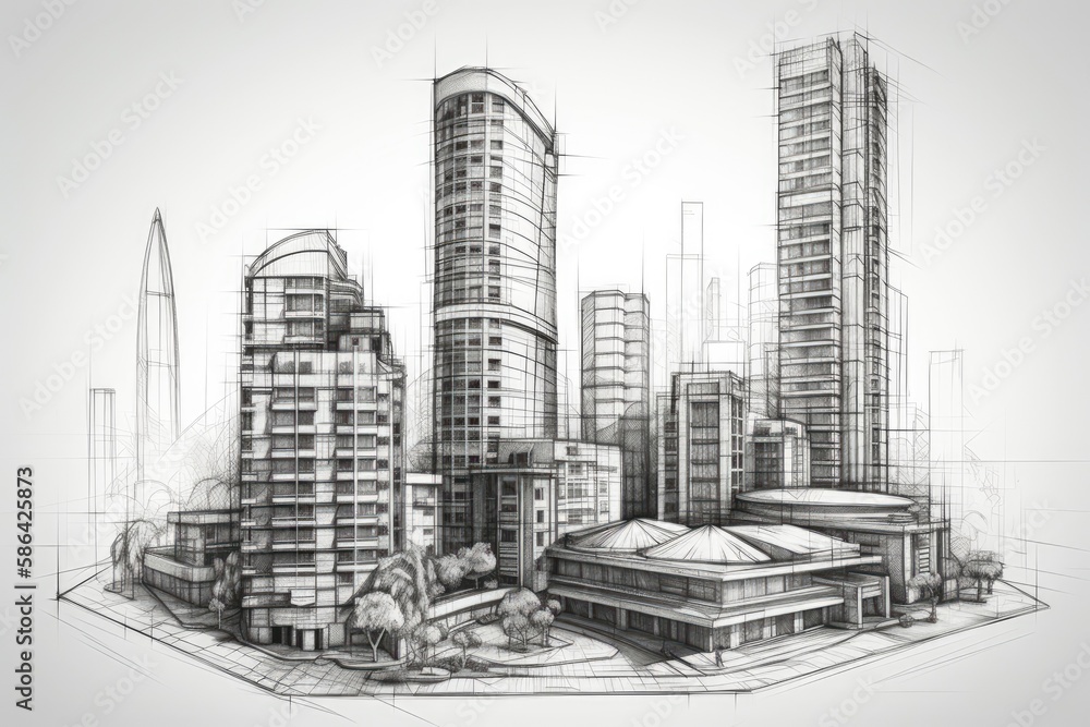 Fototapeta premium bustling metropolis with skyscrapers and busy streets. Generative AI