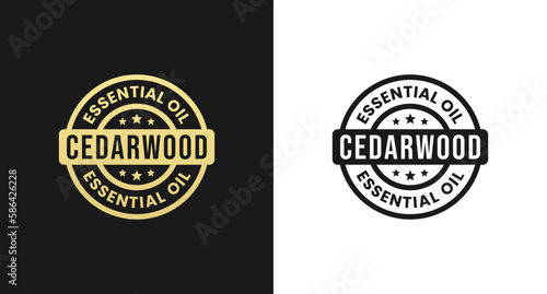 Cedarwood Oil Label or Cedarwood Essential Oil Label Vector Isolated in Flat Style. Best Cedar wood Essential Oil Label for product design element. Simple Cedar wood Oil Label for product packaging.
