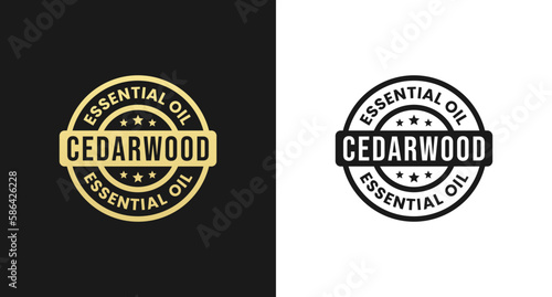 Cedarwood Oil Label or Cedarwood Essential Oil Label Vector Isolated in Flat Style. Best Cedar wood Essential Oil Label for product design element. Simple Cedar wood Oil Label for product packaging.