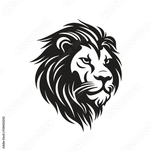 lion head, vector concept digital art, hand drawn illustration