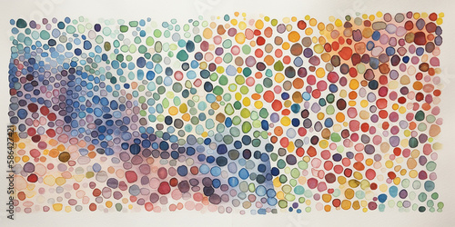 an abstract color theory, watercolored dots, pointillism