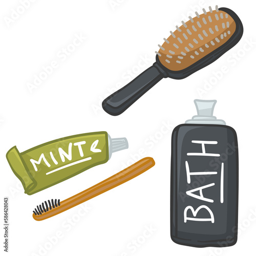 Traveling pack, toothbrush and paste with comb