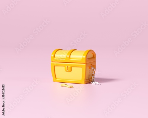 Cuadro en lienzo Chest lock icon, game treasure box concept