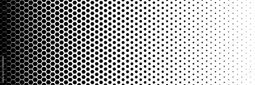 horizontal black halftone of hexagon design for pattern and background. horizontal black halftone of hexagon design for pattern and background.