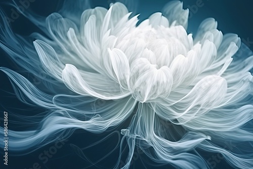 Beautiful White Flower on a Blue Background. Generative AI