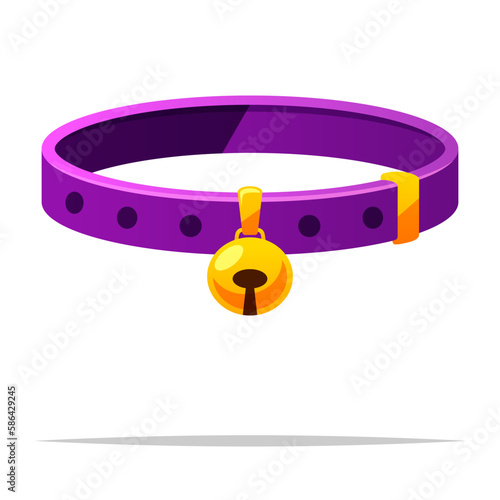 Cat collar with bell vector isolated illustration