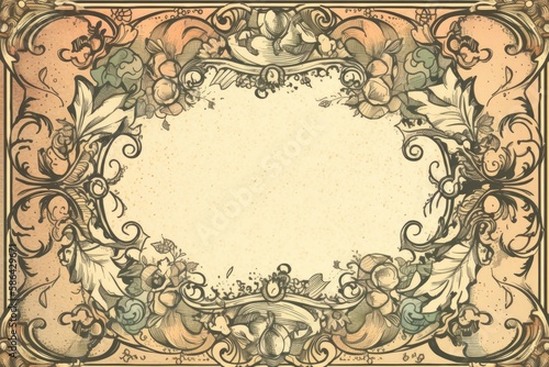 an antique floral frame. Generative AI