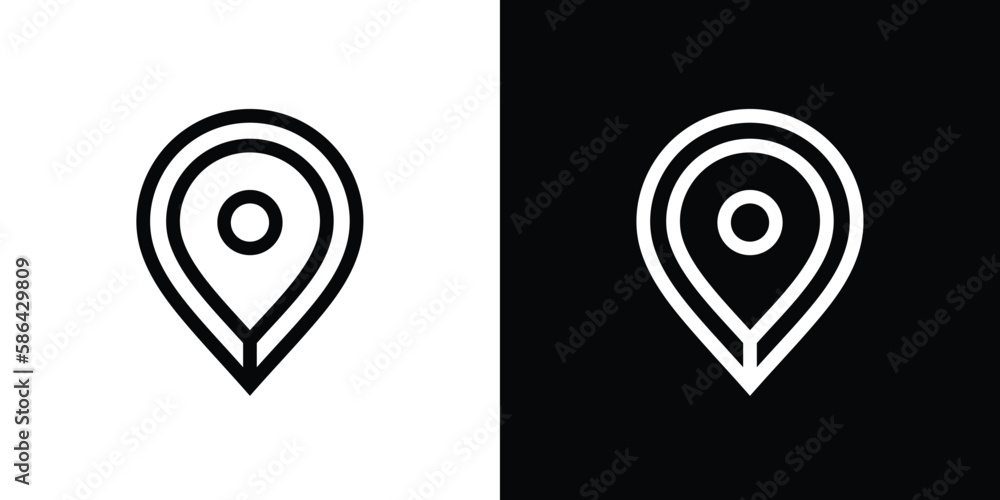 Location symbol vector, map pin icon design in line art style