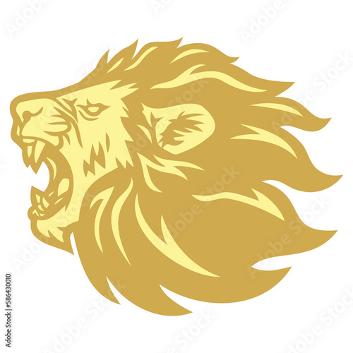Lion Head Roar Gold Golden Logo Mascot Design
