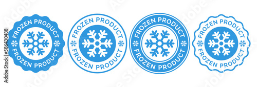 Frozen product vector food package label. Fresh frozen product, snowflake icon