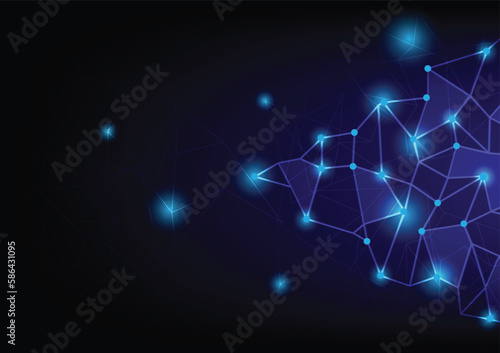 Global network connection with glowing triangular elements.Conceptual technology illustration of artificial intelligence. Abstract futuristic background.abstract internet connection network technology