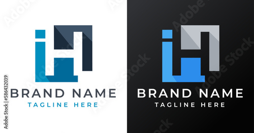 H Letter Logo Design with Abstract Square Shape