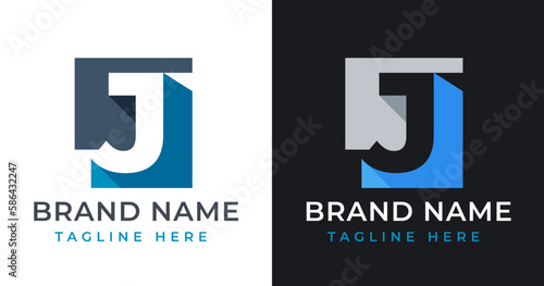 J Letter Logo Design with Abstract Square Shape