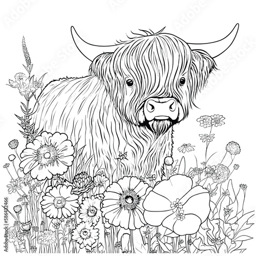 highland cow coloring pages for adults