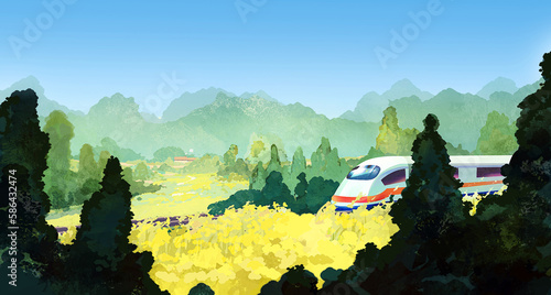 Εκτύπωση καμβά Take the high-speed train home in spring