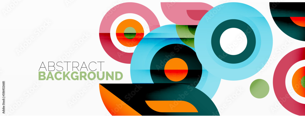 Obraz premium Rings and circles geometric abstract background for wallpaper, banner, backdrop