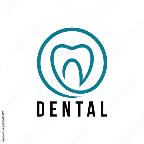 dental logo with circle creative design concept for health brand
