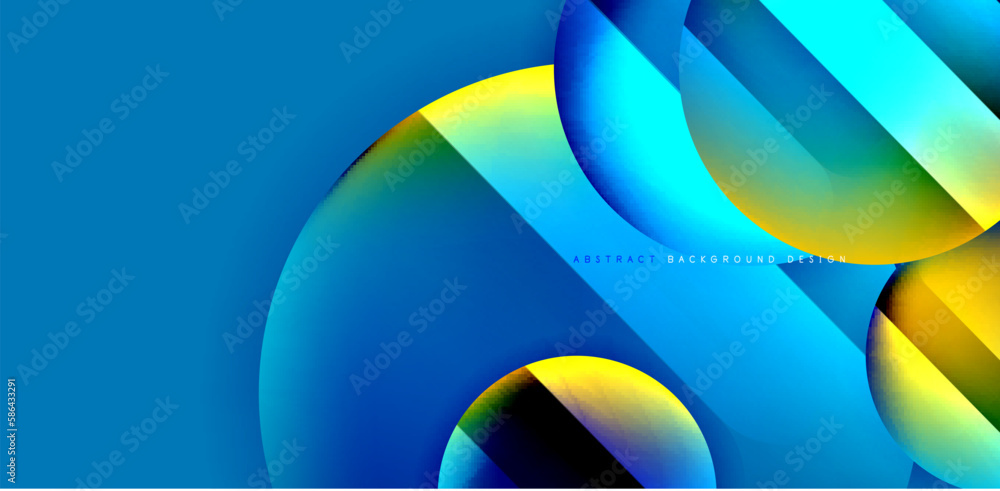 Circles with glossy surface and light and shadow effects abstract background. Template for covers, templates, flyers, placards, brochures, banners