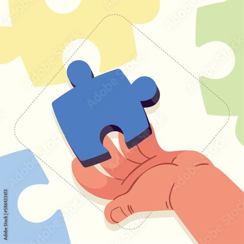 hand with puzzle pieces