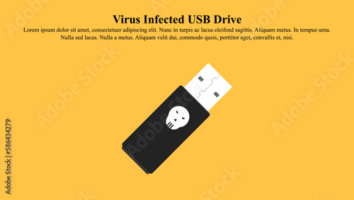 Illustration concept of the virus-infected USB drive.