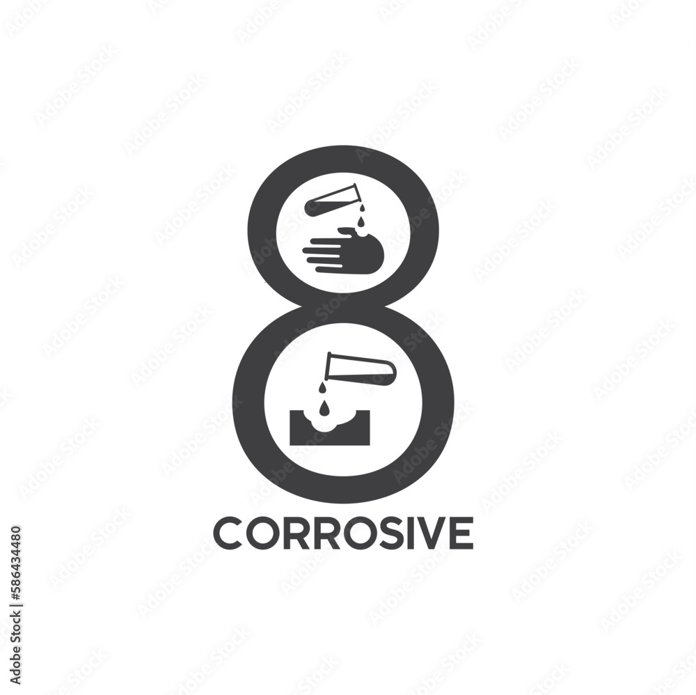 symbol of corrosive, corrosive icon, vector art. symbol of corrosive, corrosive icon, vector art.