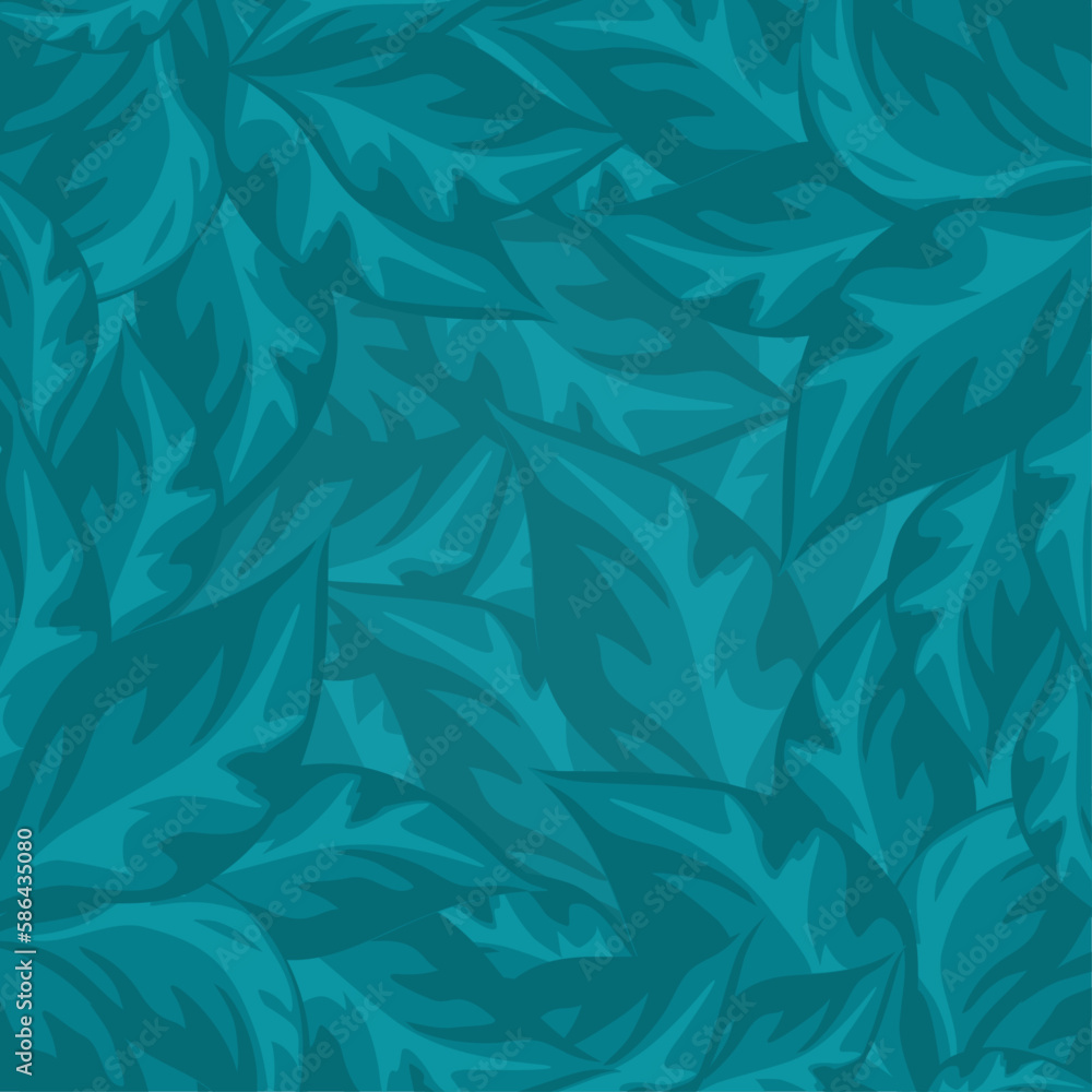 Intense turquoise foliage background, flora vector pattern. Intense turquoise foliage background, flora vector pattern.