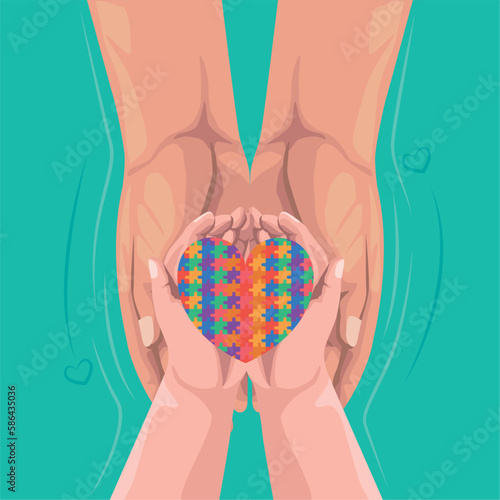 hands lifting heart puzzle