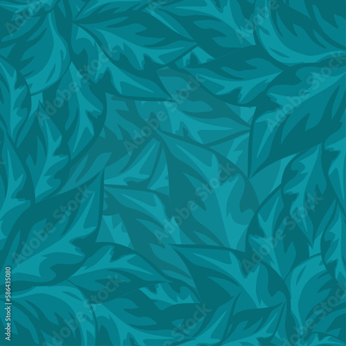 Wallpaper Mural Intense turquoise foliage background, flora vector pattern. Torontodigital.ca