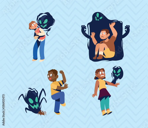 four persons suffering phobias