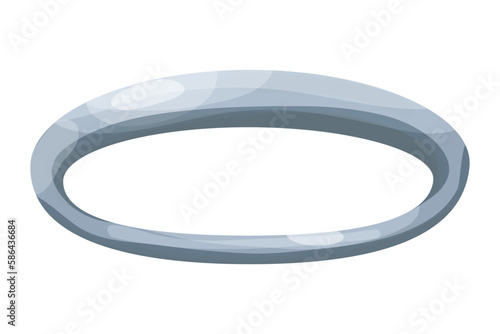 Angel silver nimbus shine halo gray in cartoon style isolated on white background. Magic ring, circle, aureole.