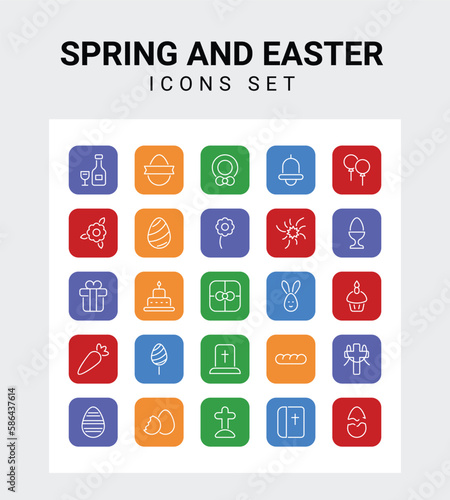 Spring and ester related icon set