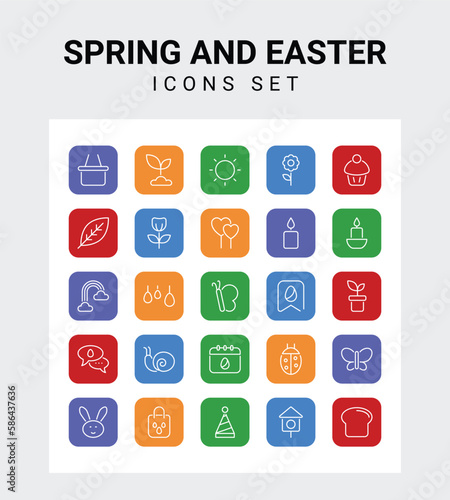 Spring and ester related icon set