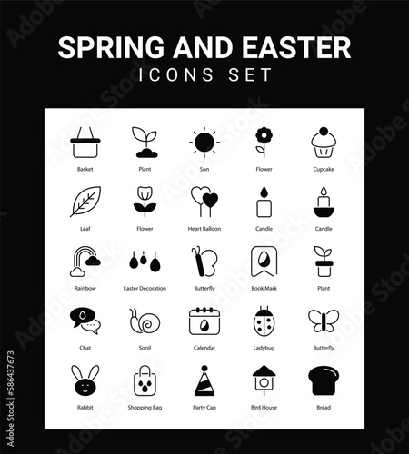 Spring and ester related icon set