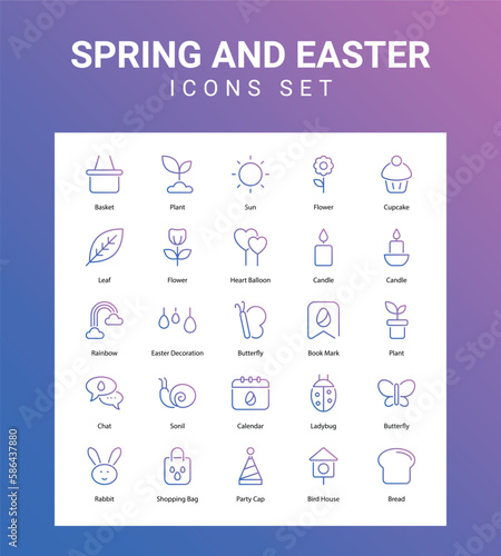Spring and ester related icon set