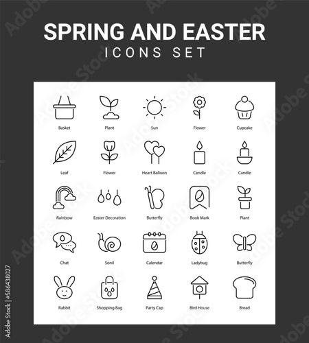 Spring and ester related icon set
